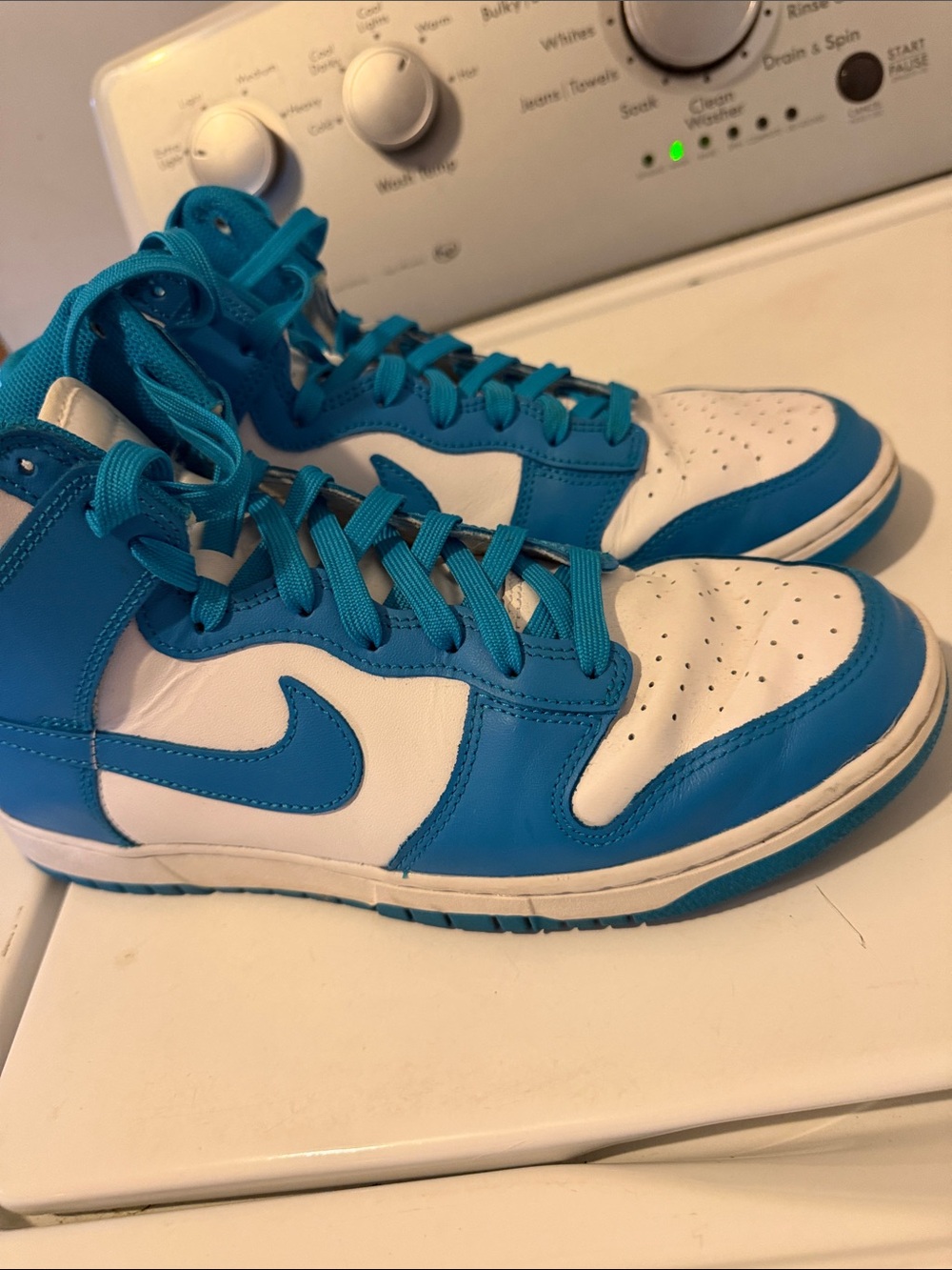 Nike Kids High-Top Sneakers in Turquoise Blue and White